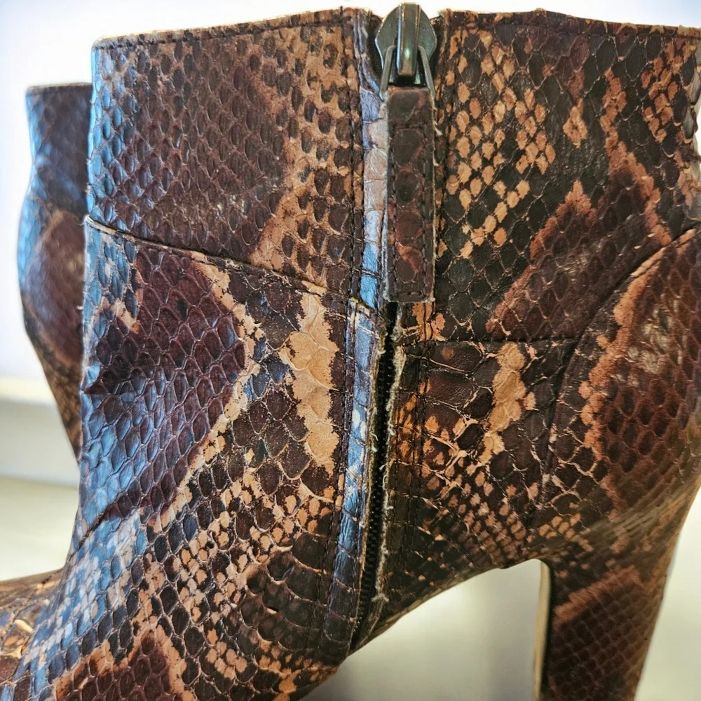 Sam Edleman Snakeskin Patterned Ankle Boots - Chic, Modern, Edgey, Boho, Trendy